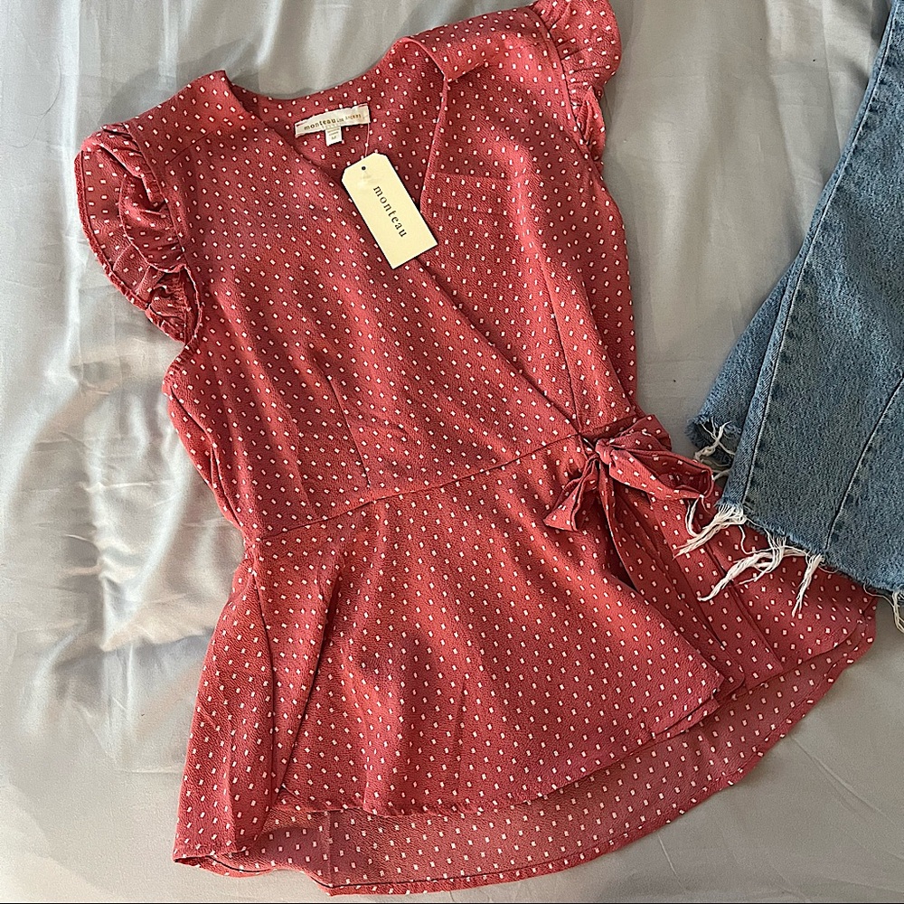 peplum style polka dotted blouse